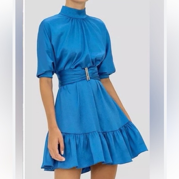 Alexis Blue Satin Cocktail Dress- Size XS; Like New Condition - Picture 10 of 14